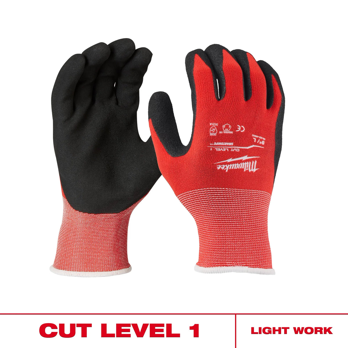 Milwaukee Red Nitrile Level 1 Cut Resistant Dipped Work Gloves - L